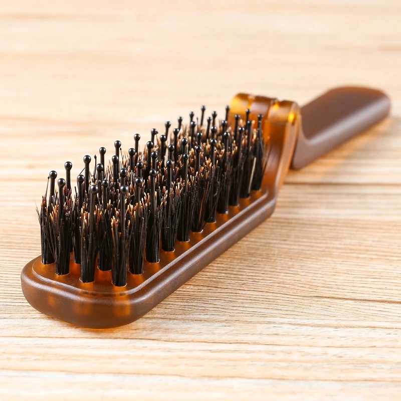 Peine de pelo plegable, cepillo de pelo portátil con cerdas de jabalí, masajeador de cabeza, peines de viaje, Accesorios para peinados