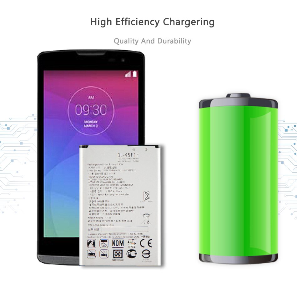 Batería de BL-45F1F de , 2500mAh, para LG K9, K8, K4, K3, M160, MS210, X230K, M160, X240K, LV3, , versión