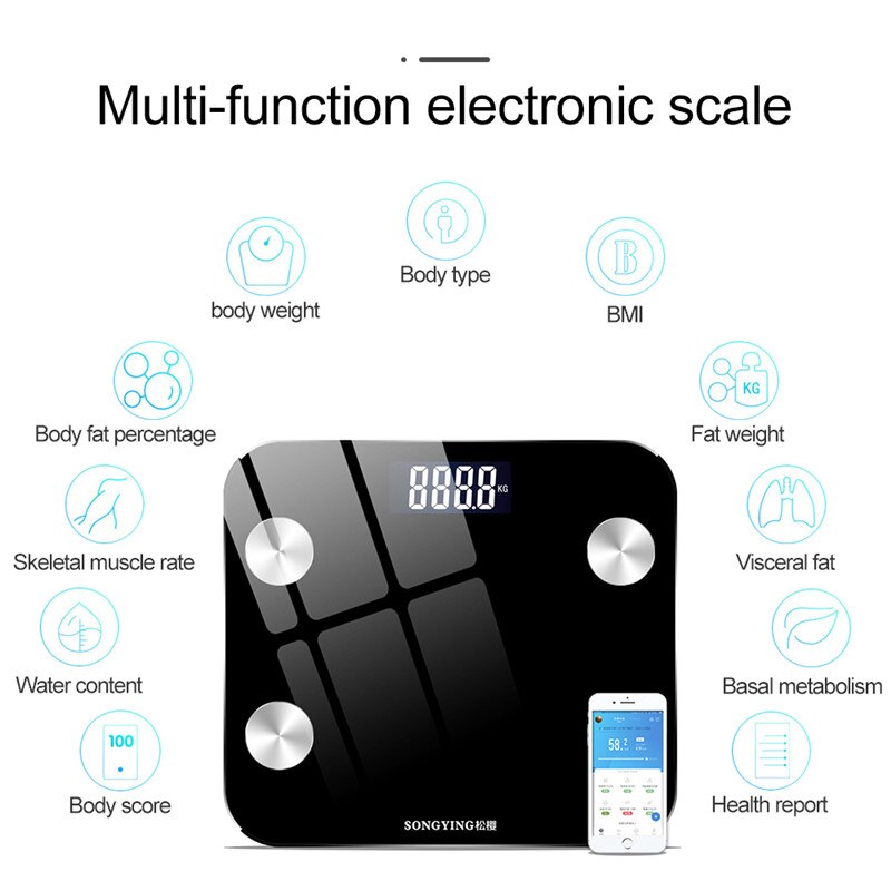 Bluetooth electronic scale Intelligent Bathroom Floor Body Scale Fat Scale Bluetooth Weighing Floor Scales Electronic Scales