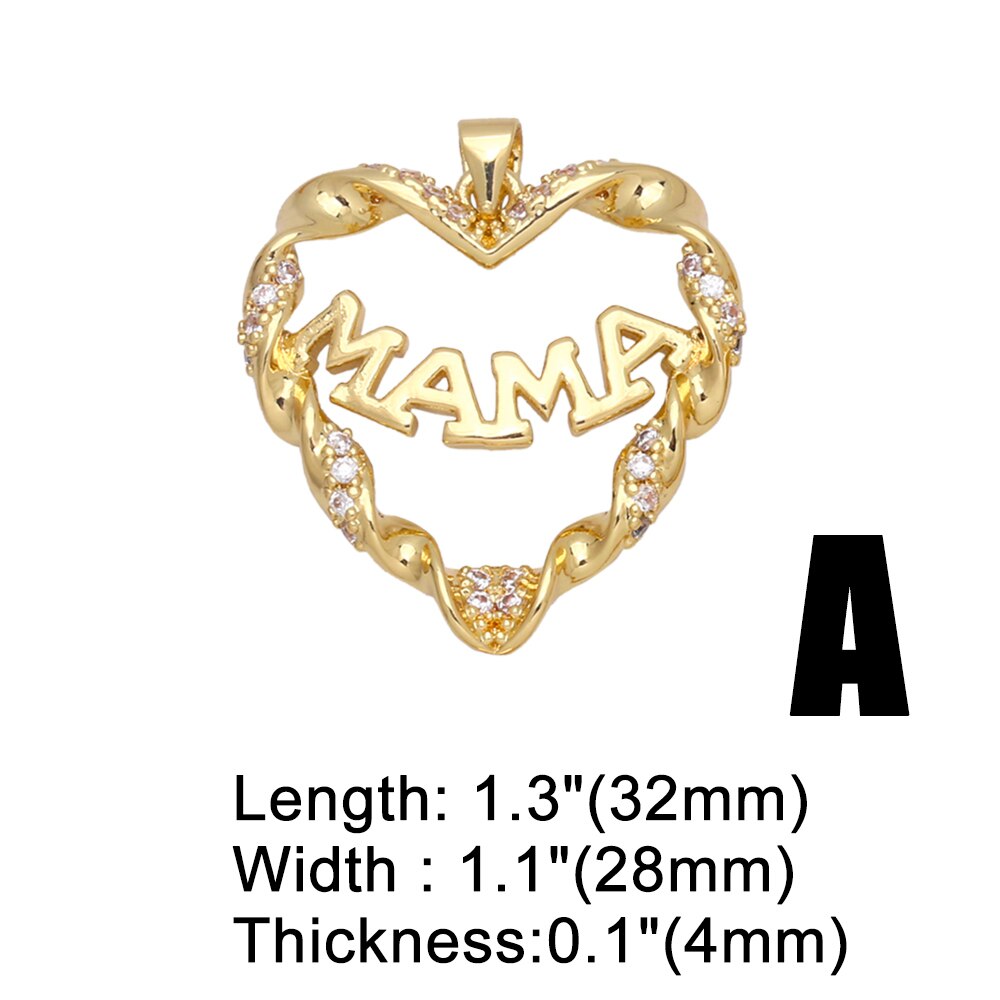 Ocesrio mother's day pendants for jewelry making, gold-plated copper zircon jewelry craft supplies pdta 625
