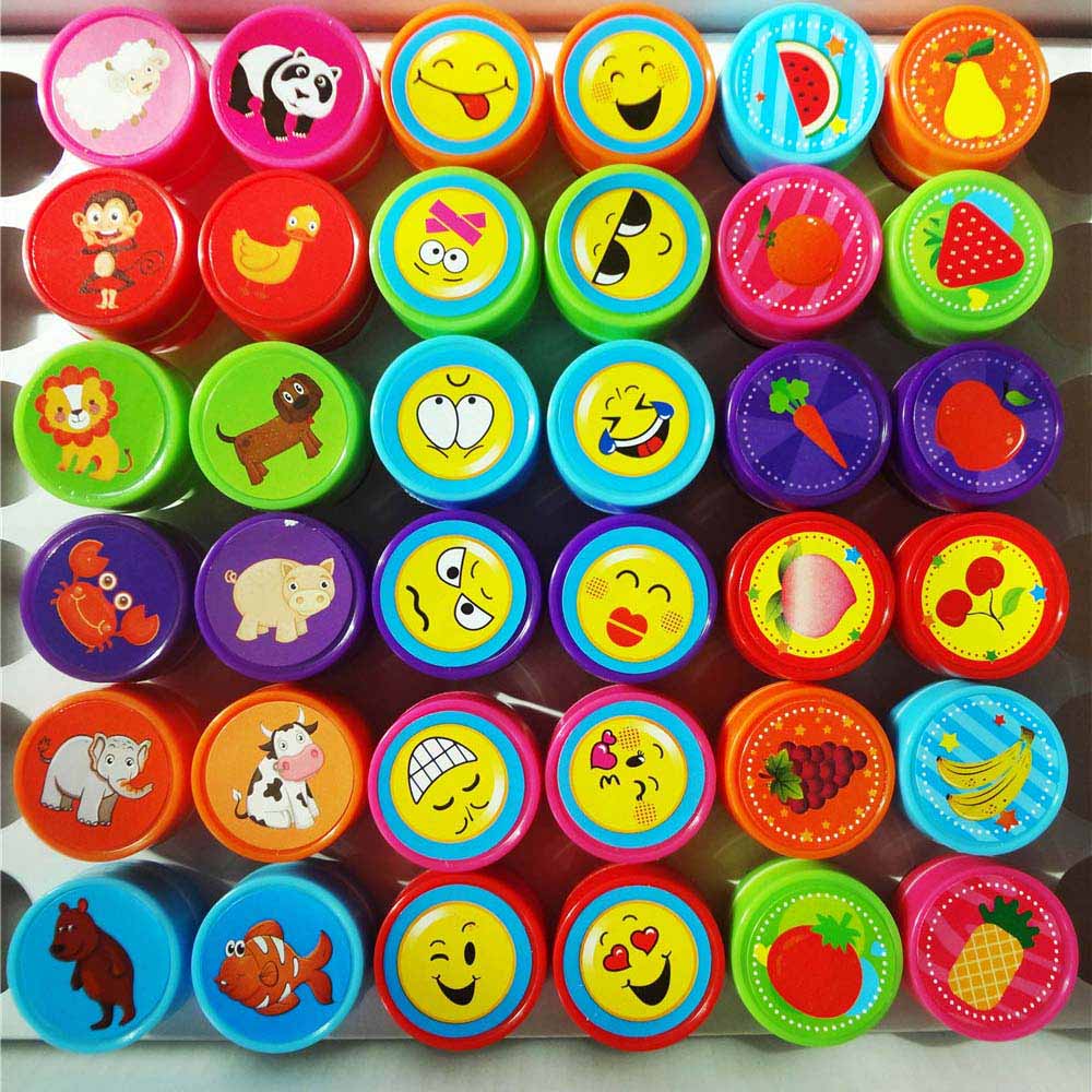 36 Stks/set Kinderen Speelgoed Postzegels Cartoon Dieren Fruit Kids Seal Voor Scrapbooking Stamper Diy Plakboek Cartoon Stamper Speelgoed Zxh