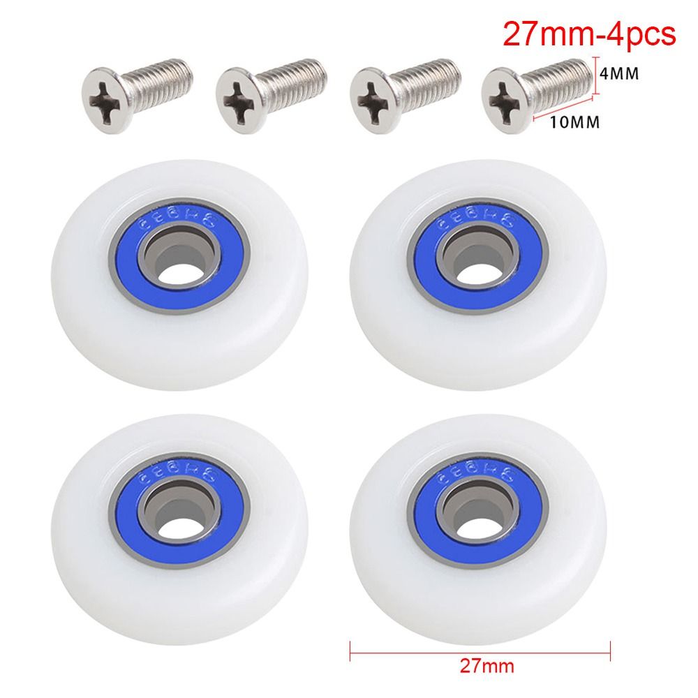 Rouleau de porte de douche avec vis, poulie de porte market, roues de coureur, fixation de quincaillerie domestique, , 19mm, 23mm, 25mm, 27mm, 29mm, 1 pièce, 4 pièces: WHITE