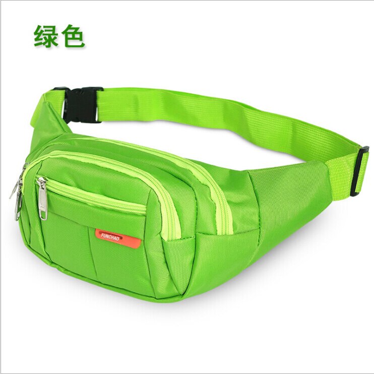 Nylon fanny pack for men kvinner hoftebelte veske veske veske lomme reise sport bum bryst midje veske vanntett: Grønn