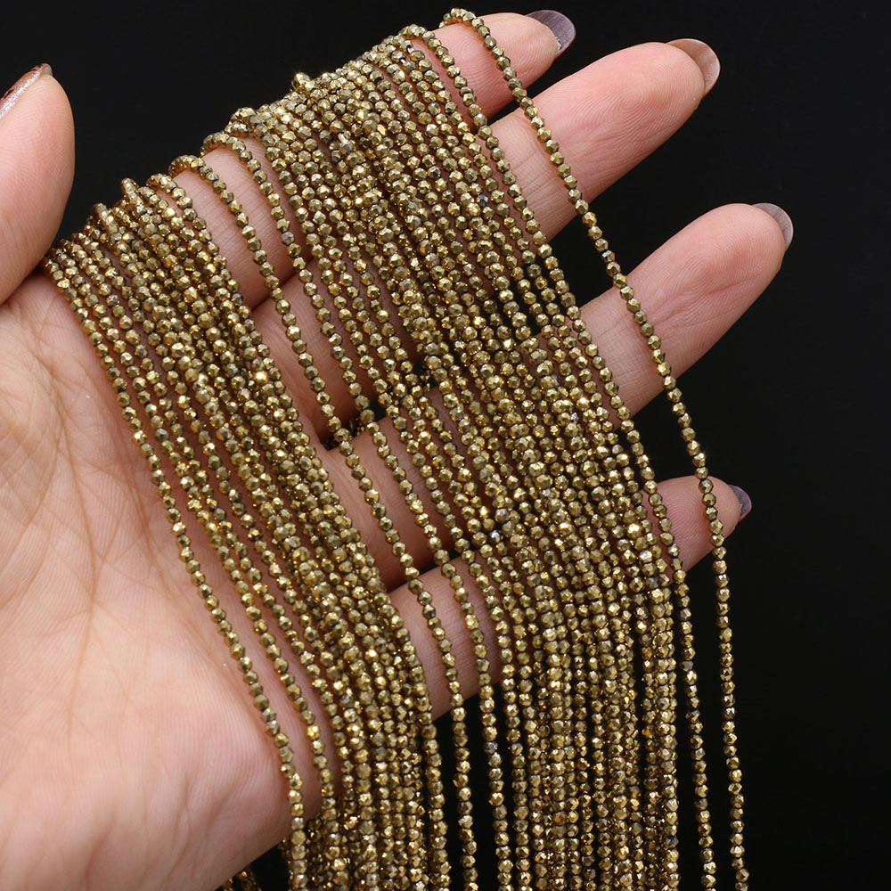 5 strenge naturstenperler belagt farve facetslebet krystal stione spacer løse perler armbånd gør-det-selv smykkefremstilling halskæde 2/3mm: Lilla / 2mm