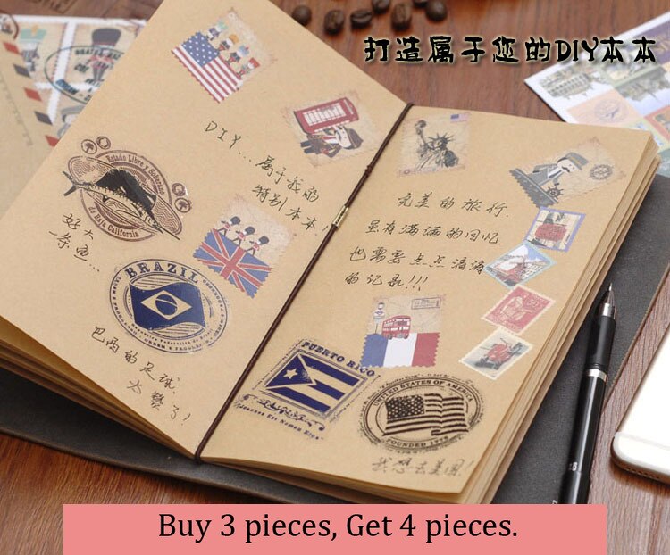 Papel Kraft Vintage de 20*10,5 cm, Bloc de notas en Blanco Cuaderno diario relleno Folios, diario Cuaderno del viajero recarga planificador organizador