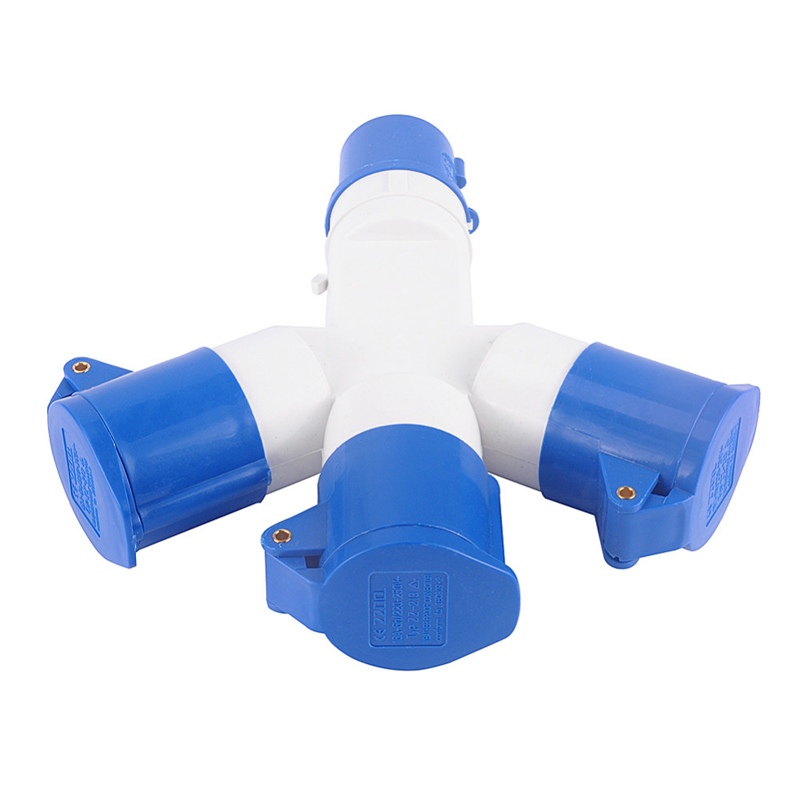 Industrial Plug - 16A 220-250V - 4 Outlets - IP44 Waterproof - Blue: Default Title
