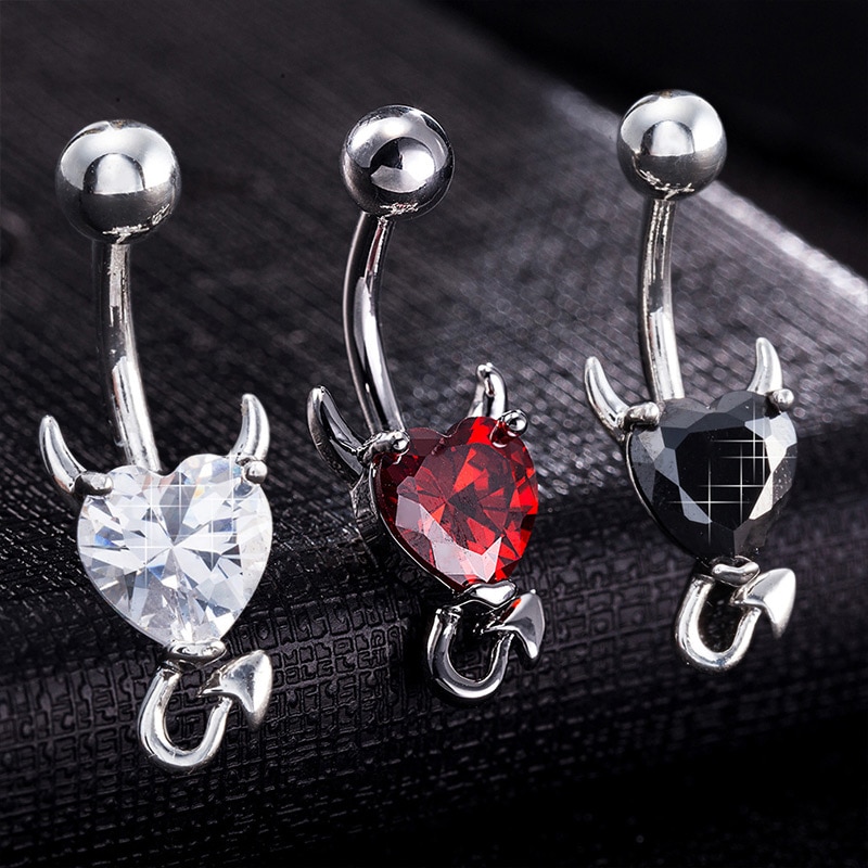 1 Pcs Navel Belly Button Ring Glitter Love Heart Decor Piercing Jewelry Navel Nail SEC88