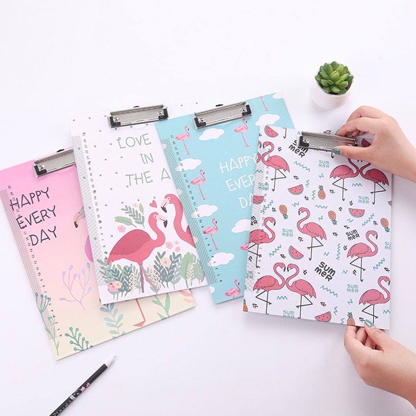 Novelty A4 Cartoon Clipboard File Holder Students Stationery Cute Flamingo Totoro Writing Pad Office Supplies WordPad