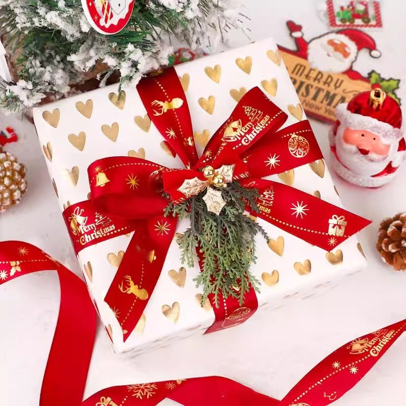 5M Weihnachtsdekoration Weihnachtsband Weihnachtsbaum Ornament für Wohnkultur Neujahr handgemachte DIY Geschenkverpackung Kasten Zubehör