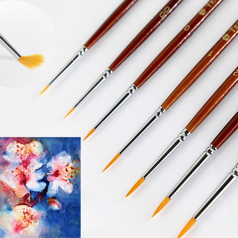7Pcs Paint Brush Set Sable Hair Detail 7 Miniature Acrylic Brushes Art Painting Drawing Brushes Pen DIY Craft