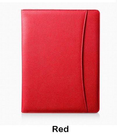 A4 padfolio multifunktionel forretningsmappe til dokument pu filhåndtering holder kontororganisator med lommeregner uden bindemiddelpose: Rød