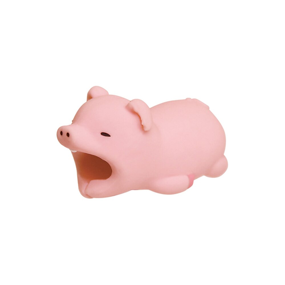 Cute Animal Bite USB Cable Protector Data Line Cord Protector Case Cable Winder Cover For iPhone X Android Charging Cable: Pig