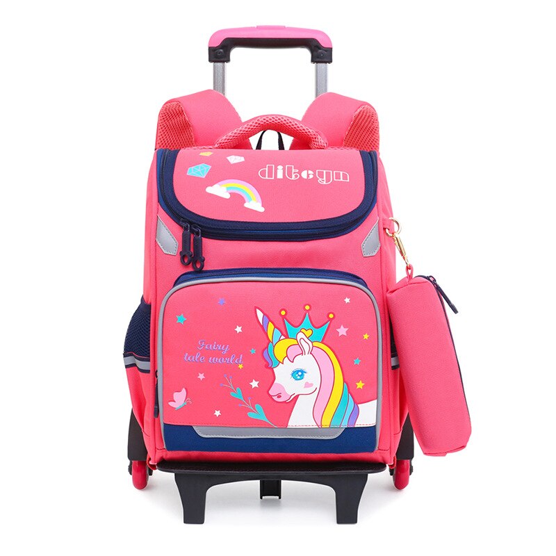 Afneembare kinderschooltassen met wieltjes meisjes jongens trolley schoolrugzak kinderschooltassen met wieltjes boekentas reisbagage