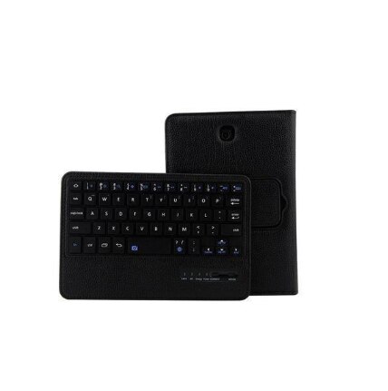 Clavier pour Samsung Galaxy Tab A 8.0 pouces SM-P200 Cas Litchi Modèle En Cuir Bluetooth Clavier pour Samsung Tab A: Black