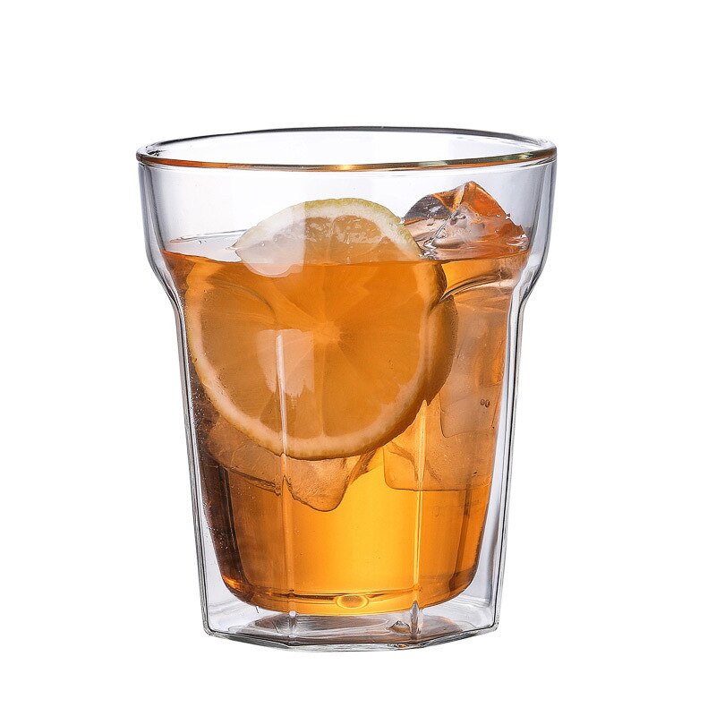 Originalitet varmebestandig dobbeltvegg varmeisolasjon gjennomsiktig åttekantet kopp originalitet melk øl glass vaso kaffekrus