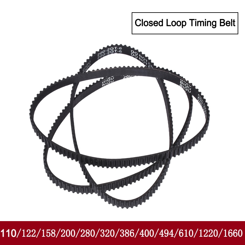 GT2 Closed Loop Timing Belt Rubber 110/122/158/200/400/610/1220mm 2GT BELT width 6mm suitably GT2 pulley for 3d printer parts