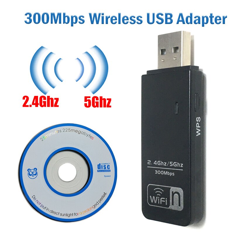 300Mbps Dual Band Wireless-N Usb Adapter Ethernet 802.11n Laptop Usb 2.4G & 5G Desktop Wifi dongle Wifi Kaart Longo Alcance