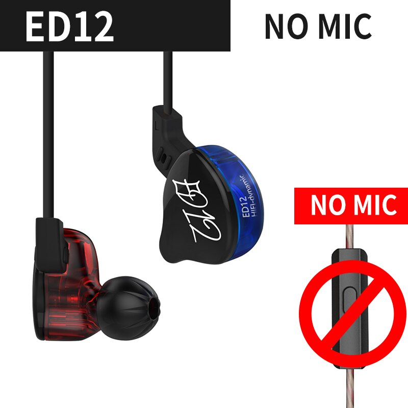 Kz  ed12 dynamische oortelefoonmonitors geluidsisolerende hifi muziek sport in-ear oortelefoon: Geen microfoon
