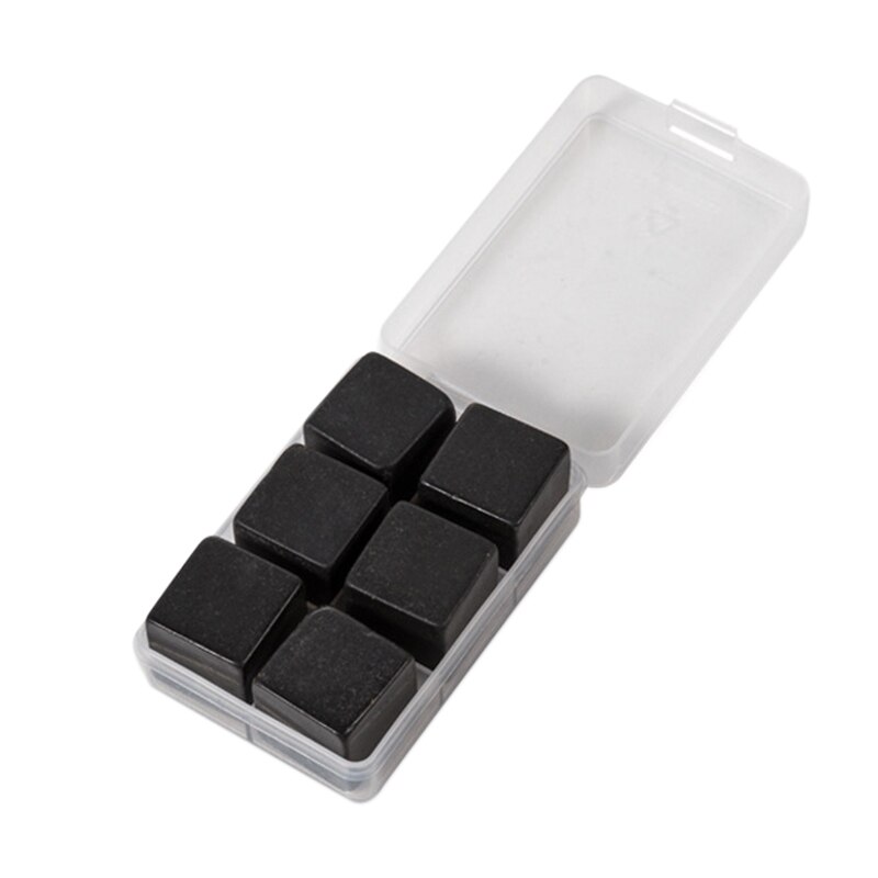 6 pçs pedras reusáveis para uísque, bebendo gelo quadrado refrigerador uísque rochas barra vinho refrigerador festa de casamento presente: Black