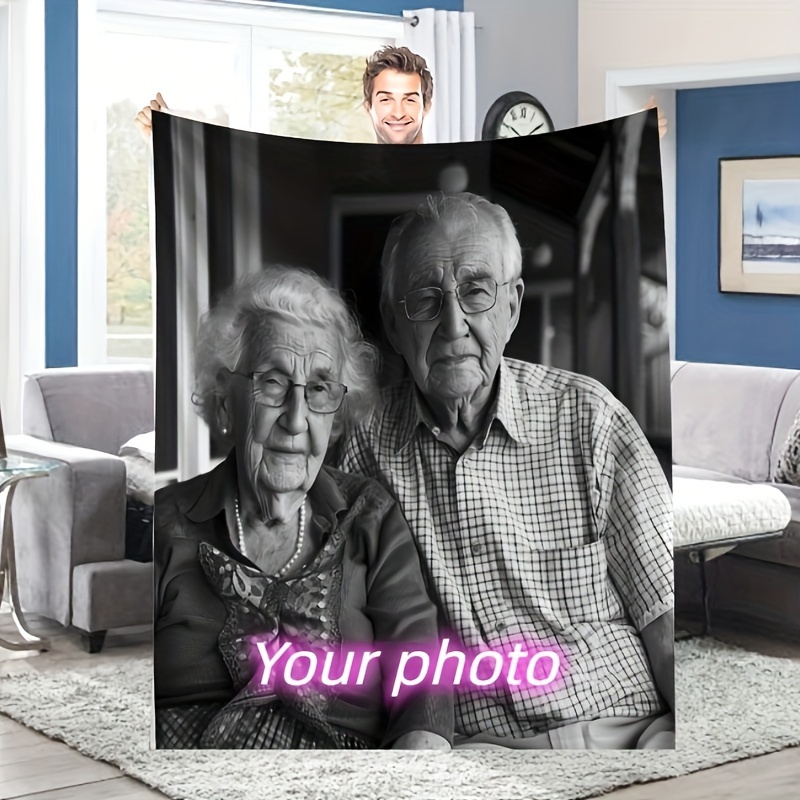 1 manta personalizada con texto de foto, manta personalizada, manta de personalizada para familia, Día de San Valentín