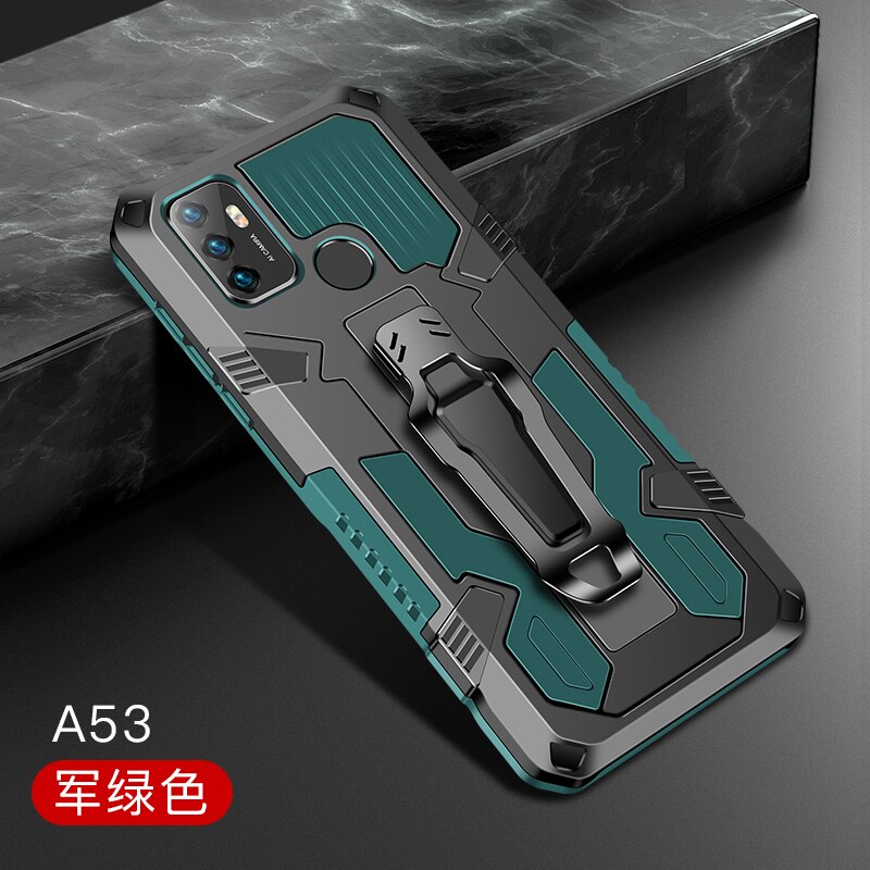 Rüstung Abdeckung Für OPPO A53 A53S Fall Stoßfest Gürtel Clip Holster Coque Für OPPO A53S Fundas para appo ein 53 s 53 s capa EINE 53 S: for oppo a53 2020 / Dark Green