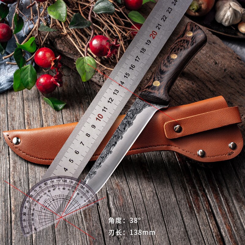 Stainless Steel Deboning Knife Forged PU Sheath Multi-purpose Knife Chicken Wing Wood Meat Cleaver Deboning Knife