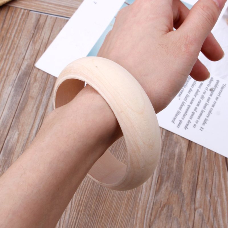 Pulsera de madera en blanco sin terminar, anillo de madera Natural redondo, Círculo de madera para fabricación de joyas manualidades DIY, 6 uds.