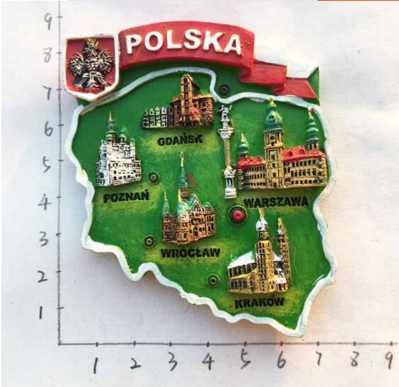 Polen Lokalen wahrzeichen Tourist Karten Tourismus Memorial Kühlschrank Magnet 3D Kühlschrank Magnet Aufkleber Reise Souvenir Dekoration