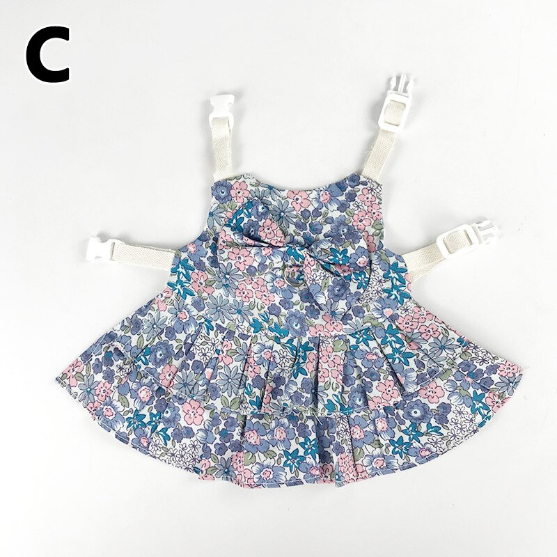 Small Animal Harness Soft Floral skirt Clothes Travel Chest Strap Rabbit Ferret Bunny Hamster Small Pet Supplies Vest Leash Set