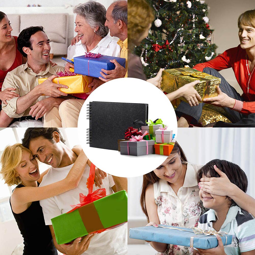 Albums 80 Vellen Zwart Souvenir Album A4 Kraftpapier Diy Plakboek Foto 'S Bruiloft Verjaardag Kinderen Fotoalbum