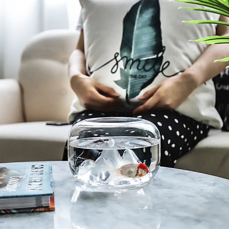 Transparent glass aquarium Mini Aquarium glass geometric terrarium mini Glass container aquarium decoration fish aquarium tank