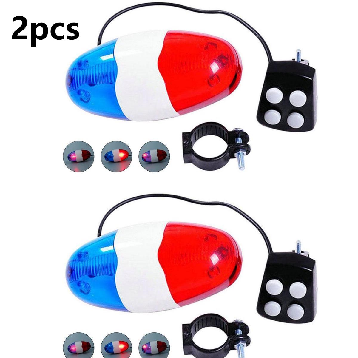 Vélo Police sirène vélo lumière LED klaxon électrique vélo Police son lumière 4 sons klaxon sirène vélo lumière LED cloche électrique: WHITE