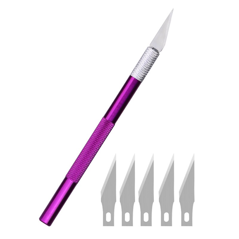 1PC Multi-color Metal Handle Non-Slip Carving Knife With 3Pcs Blade Leather Engraving Knife Set For DIY Repair Hand Tools: Type2