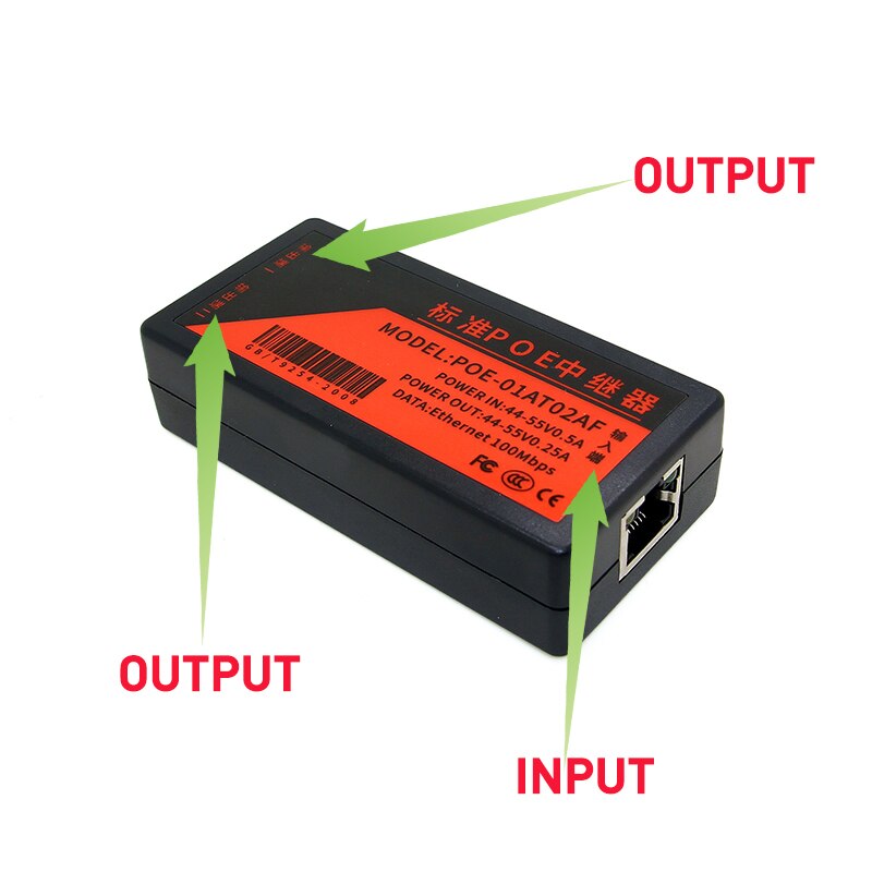 2 Port POE Network Extender Ethernet 10/100Mbps POE Repeater with IEEE 802.3af Standard Input / Output for IP Camera