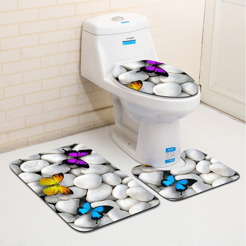 Zeegle Bathroom Mat Set Microfiber Carpet For Bathroom Toilet Lid Cover Bath Mat for Home Decoration Absorbent Bathroom Rugs Set: M-3pcs