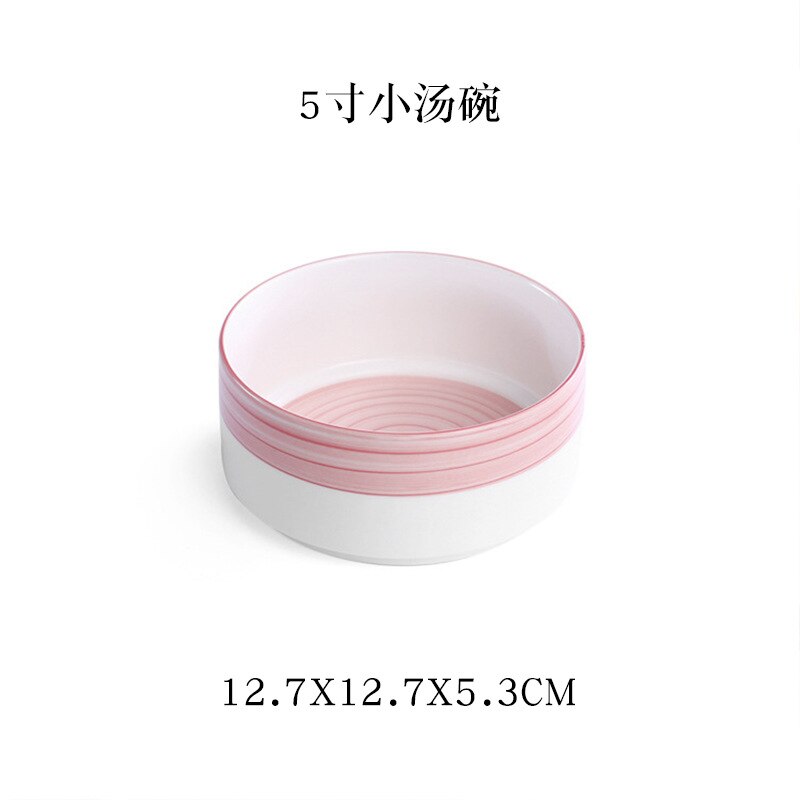 Nordic Stijl Huishoudelijke Keramische Servies Set Netto Rode Eenvoudige Schotel Japanse Creatieve Europese Gerechten Schotel Thee Set: 5-inch soup bowl