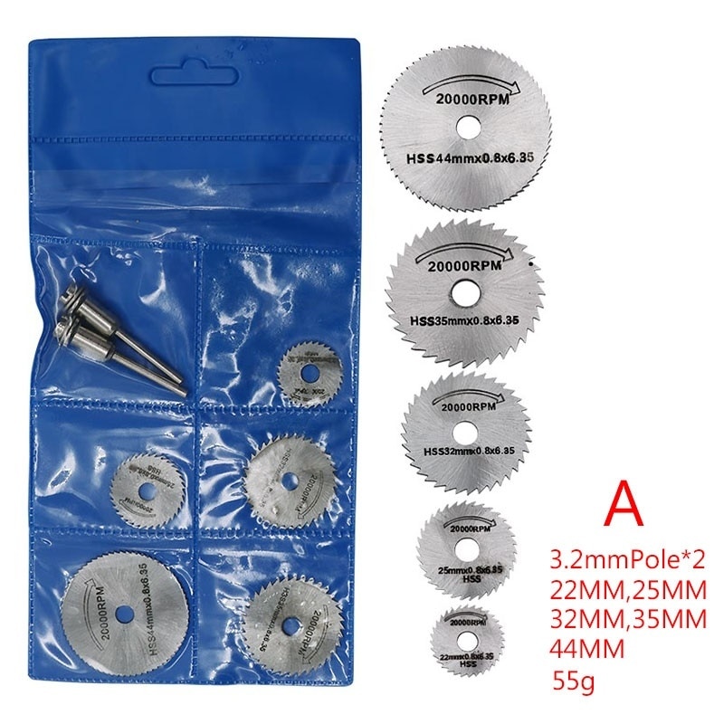 6pc Mini Circular Saw Blade Set HSS Cutting Disc Rotary Tool Accessory for Dremel Compatible Wood Plastic Aluminum Cutting Discs: A