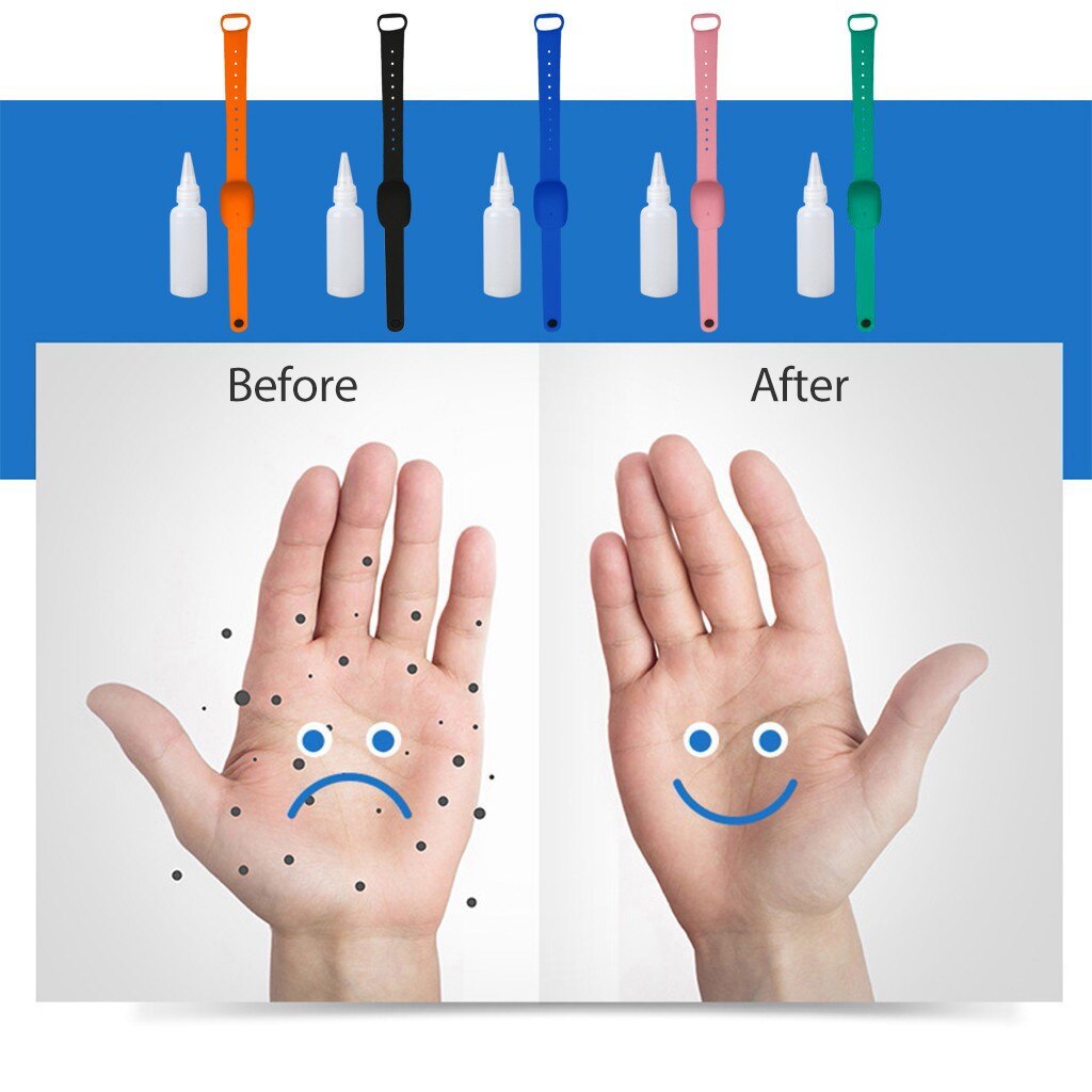 10ML Hand Sanitizer Dispensing Subpacking Silicone Bracelet Wristband Portable Bracelet Wristband Hand Dispenser Sanitizer Pumps