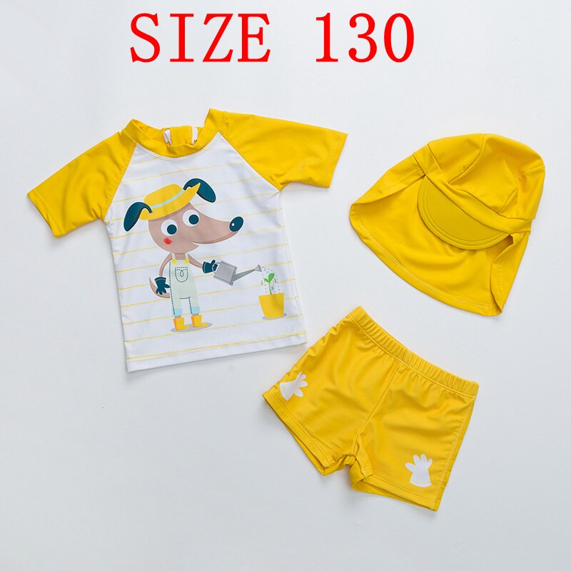 Jongens Badmode Cartoon Print Kinderen Zwemmen Pak Uv 50 Zon Beschermd Drie Stukken Split Baby Bad Kleding Kids Beach Wear: SIZE 130