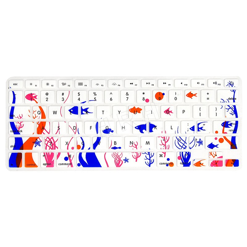 Für Apfel Mac Macbook Profi 13 15 17 Luft 13 Retina 13 UNS Layout Silikon Blume Aufkleber Regenbogen Tastatur Abdeckung tastatur Haut Schutz: Fisch