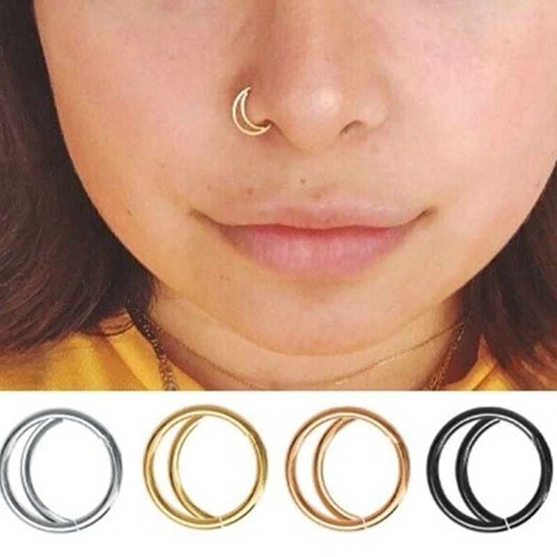 1pc titane goujon nez anneau argent or corps pince cerceau pour les femmes Septum Piercing pince bijoux