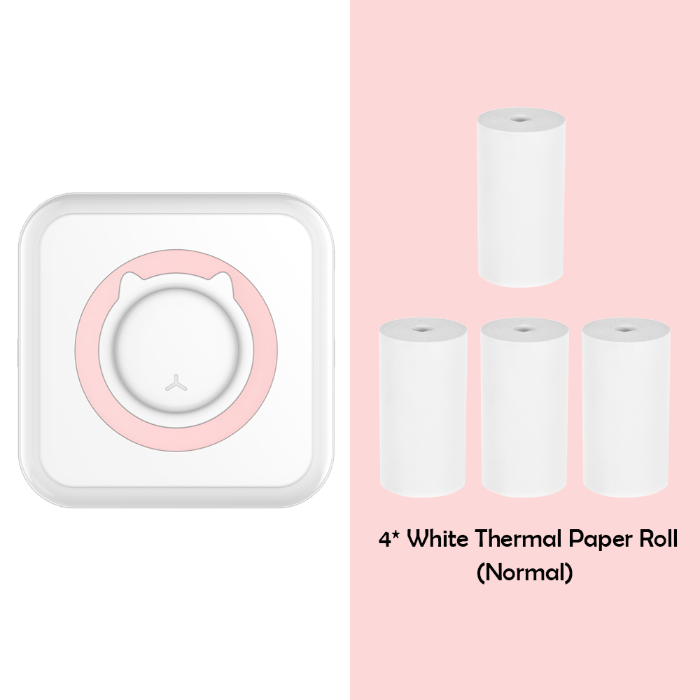 C15 Pocket Thermal Printer Portable Mini Wireless BT Connect 200dpi Photo Label Memo Wrong Question Printing with 1 Roll Paper: Pink B