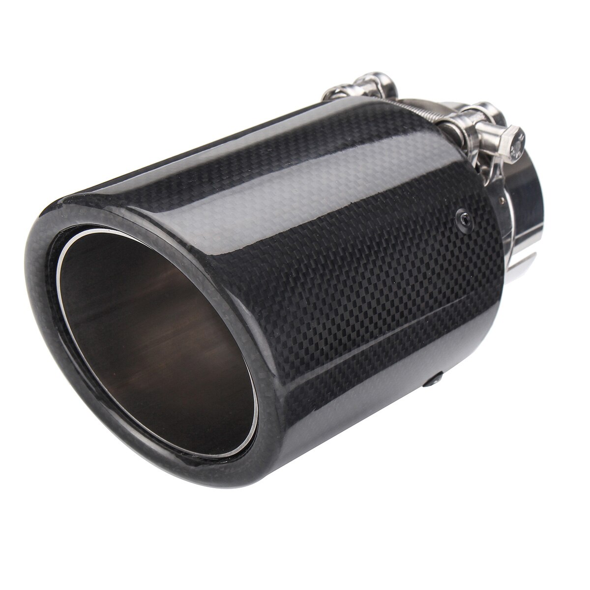 Auto Styling Universal 2.5 inch 63mm-Inlet 89mm-Outlet Glossy Black Carbon Auto Uitlaat Tip Uitlaat Demper