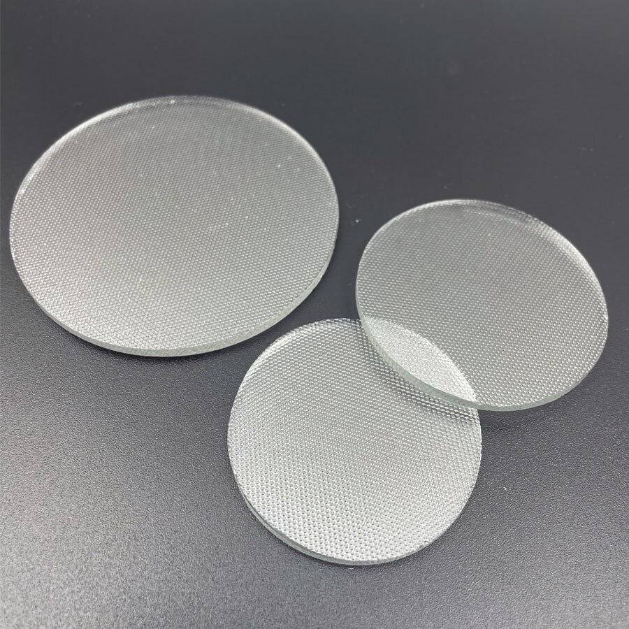 35mm 45mm 50mm 69mm 92mm Thickness 3mm Anti-glare Glass Lens LED Optical Small Grid Round Flat Lens for LED Downlight Flashlight