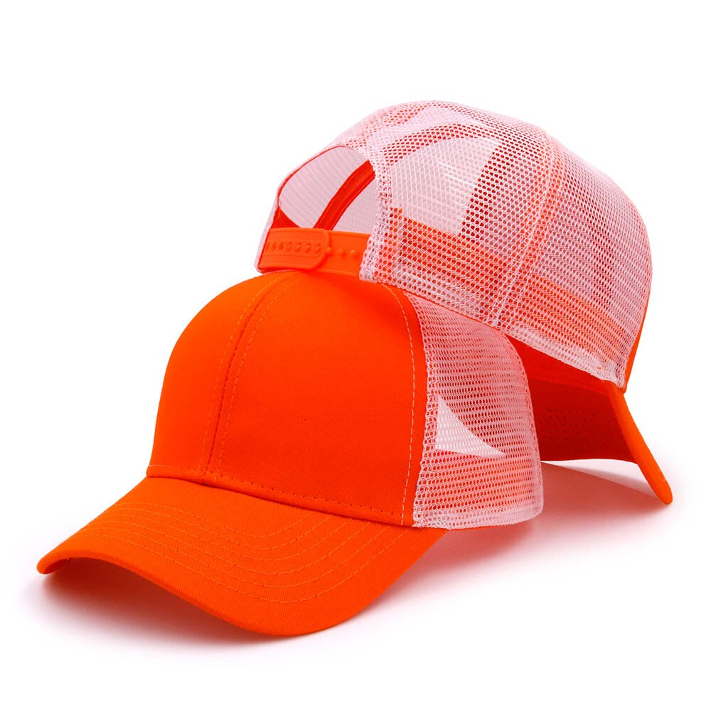 KOEP Type Casual Solid Cotton Truck Cap For Women Men Black White Summer Baseball Cap Cool Mesh Snapback Dad Hats Free Ship: Orange-White