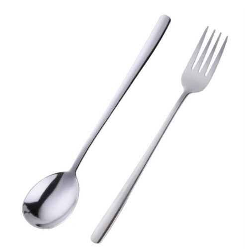 2 Teile/satz Gold Dessert Löffel Gabel 18/0 Edelstahl Bunte Party Dessert Suppe Löffel Set Kreative Kuchen Werkzeug Geschirr: silver set