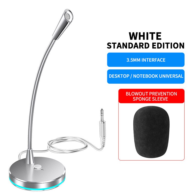 Computer Microphone 360° Adjust Freely Studio Speech Microphone Gaming Chatting Live Conference USB Microphone Desktop PC