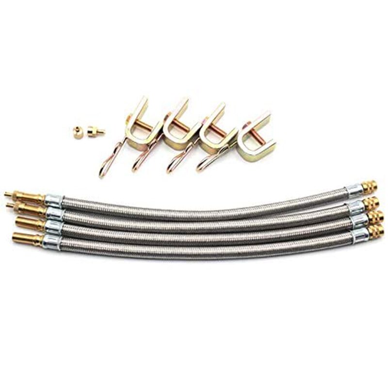 4 stuks 12 inch flexibele ventielsteelverlengers roestvrijstalen bandventielsteelverlengadapters auto vrachtwagen aanhangwagen