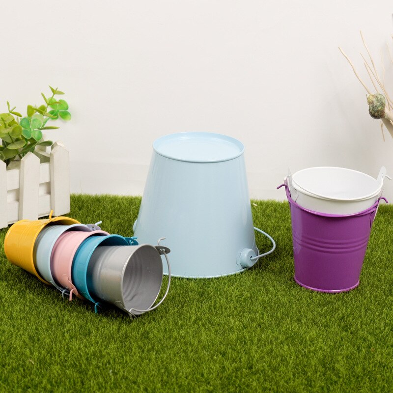 3PCS Small Metal Buckets Tinplate Mini Bucket Flower Pots Home Decoration Iron Planters Wedding Party Planters Flower Pot Decor