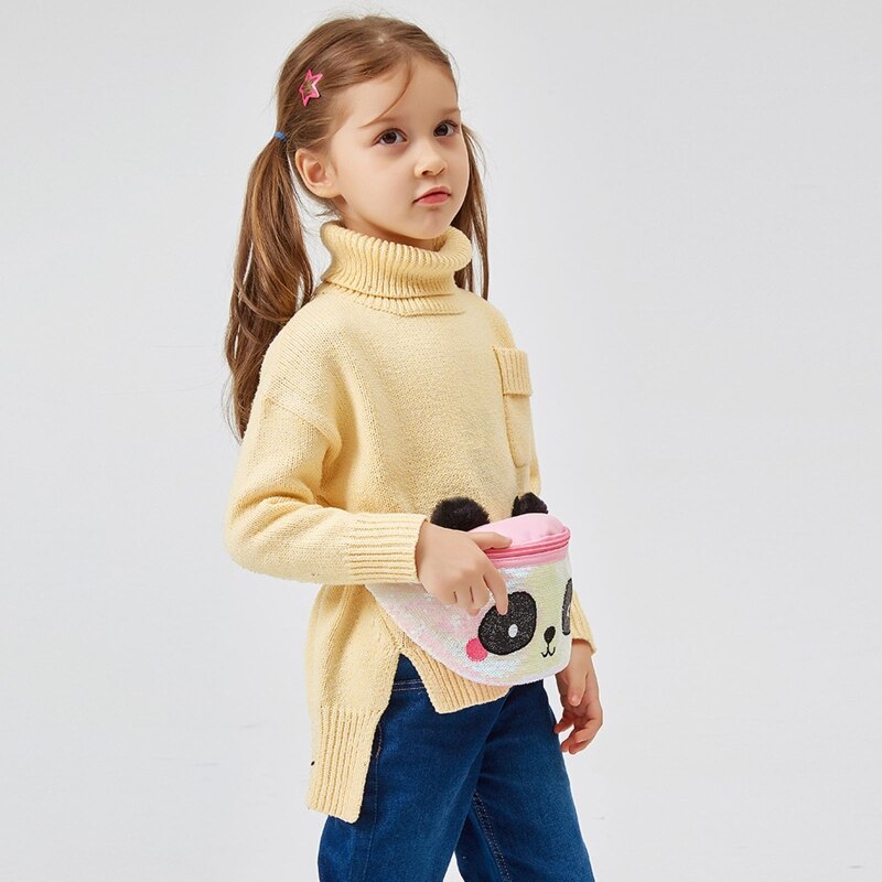 Riñonera con dibujos de osos Panda para niñas, Cangurera con lentejuelas, de Navidad